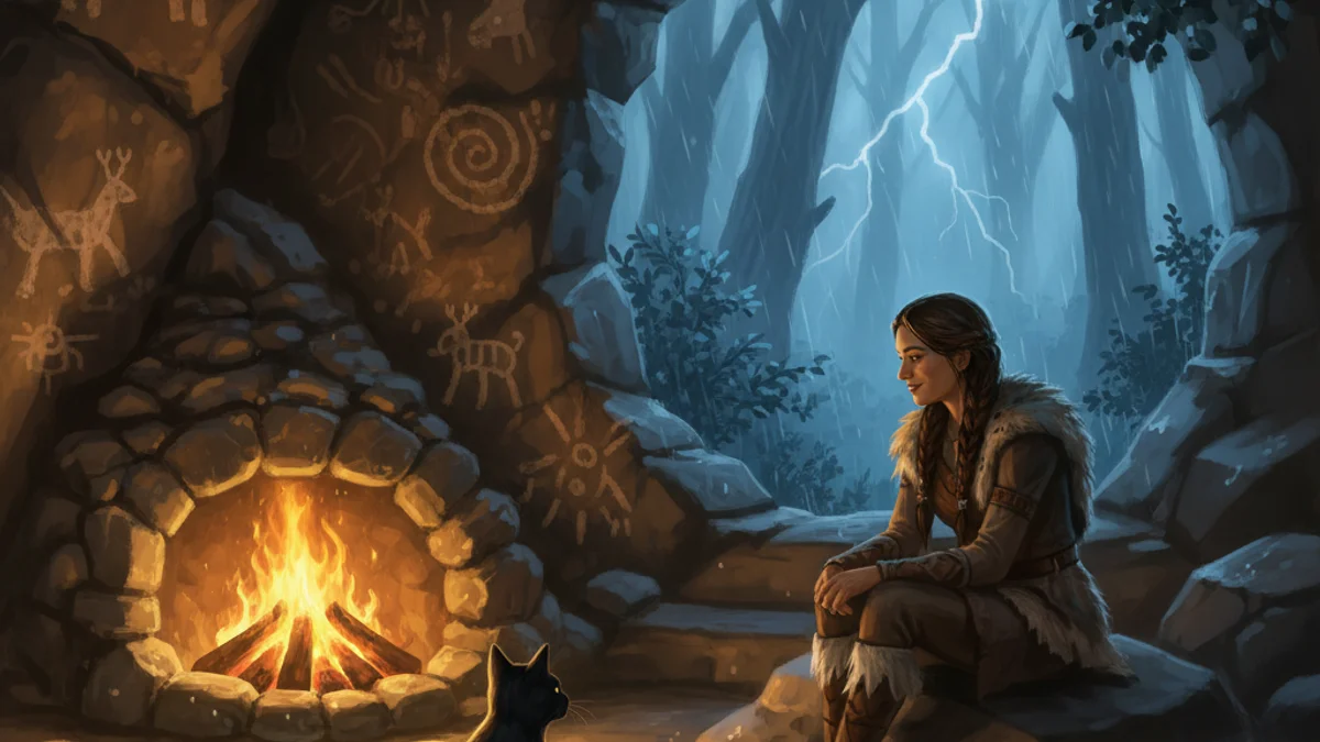 Illustration for The Cat That Walked by Himself - a other tales Kipling's Just So Stories story with moral lessons