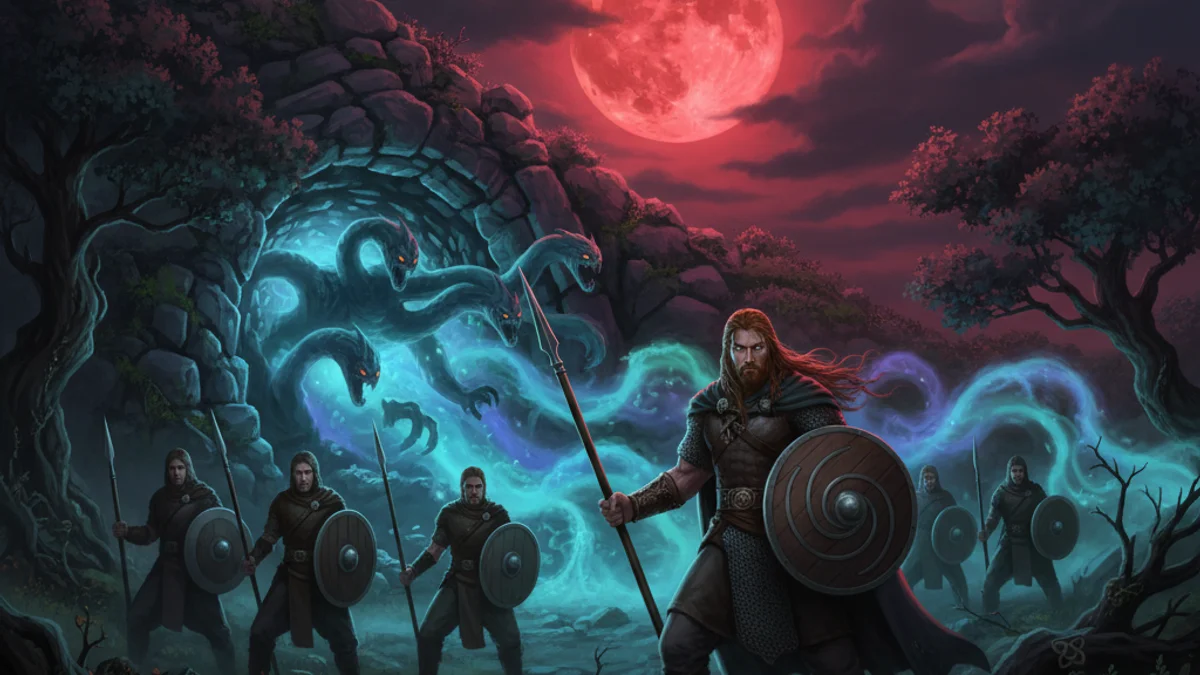 Illustration for The Cave of Cruachan - a fenian cycle Irish Legendary Cycles story with moral lessons