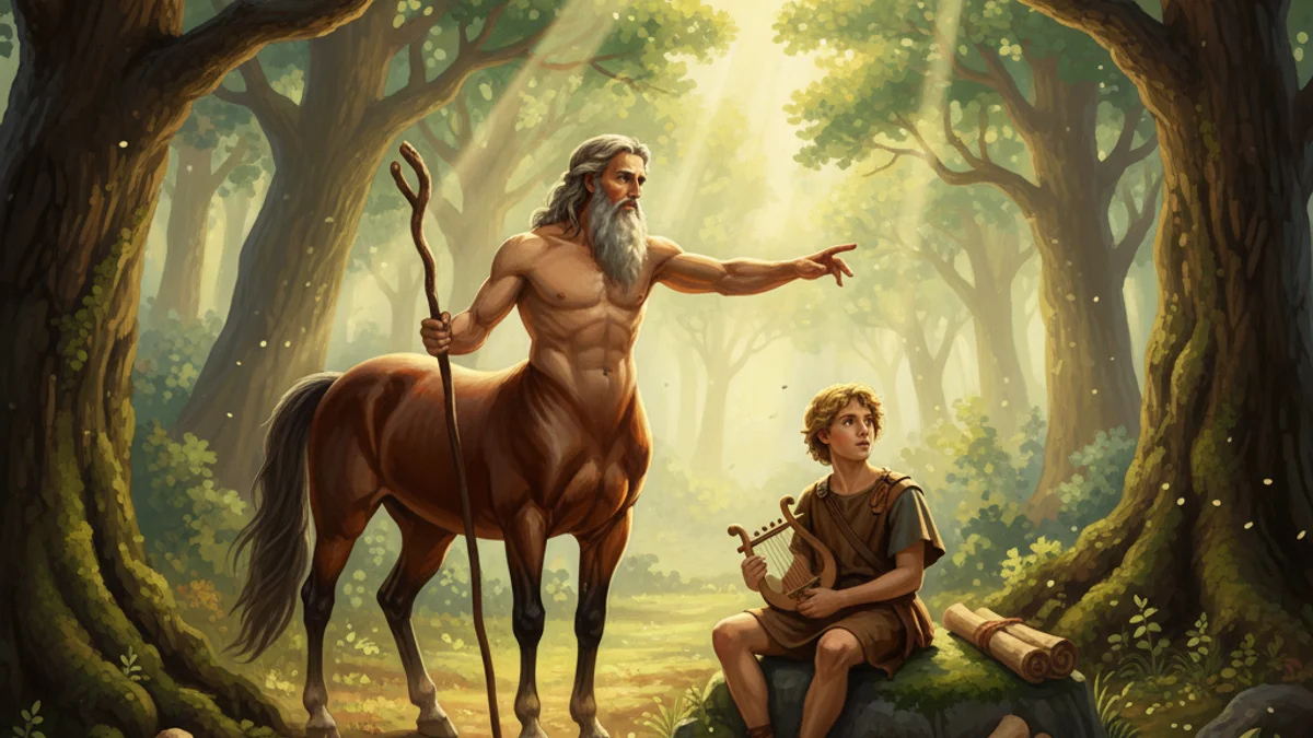 Illustration for The Centaurs - a mythical creatures Greek Myths story with moral lessons