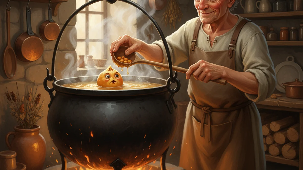 Illustration for The Chickpea and the Cook - a parables of rumi Sufi Parables story with moral lessons