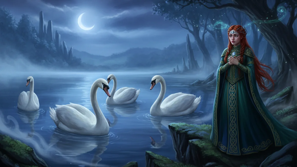 Illustration for The Children of Lir - a mythical creatures Celtic Myths story with moral lessons
