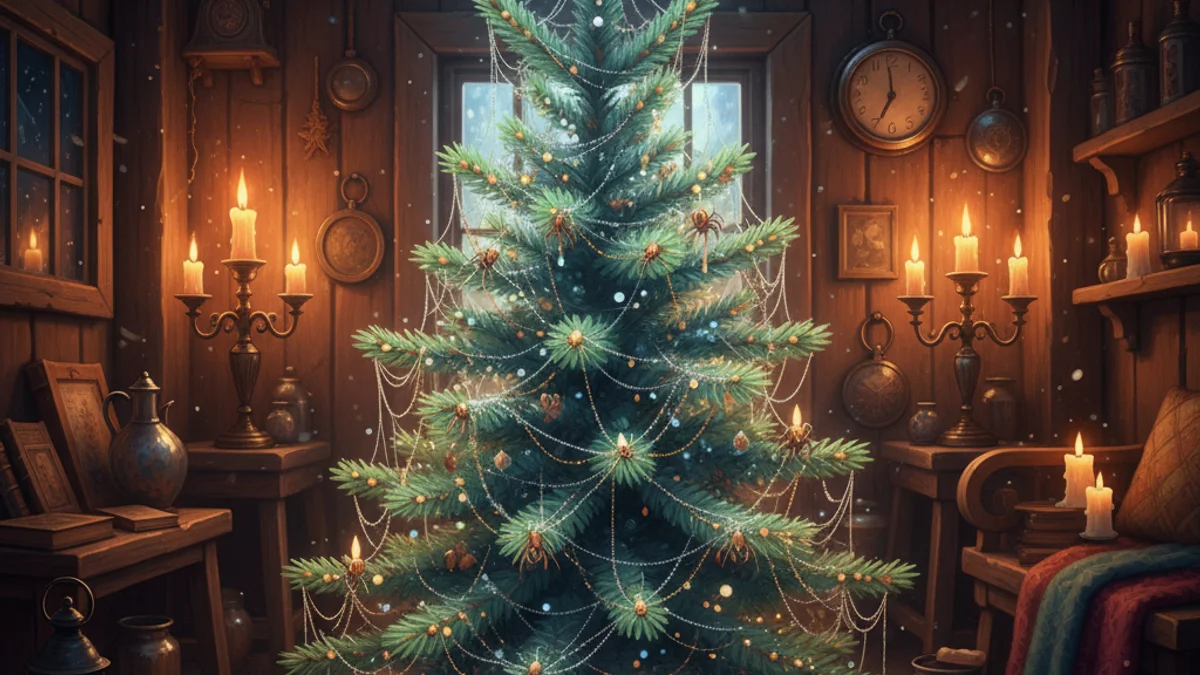 The Christmas Spider - Christmas Origins story illustration from Christmas and Winter Folklore