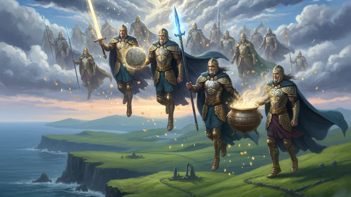 Illustration for The Coming of the Tuatha Dé Danann - a famous legends Celtic Myths story with moral lessons