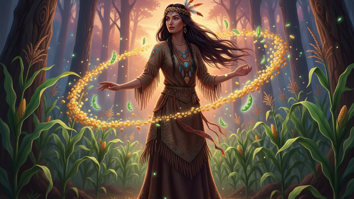 Illustration for The Corn Woman - a additional tribes Native American Legends story with moral lessons