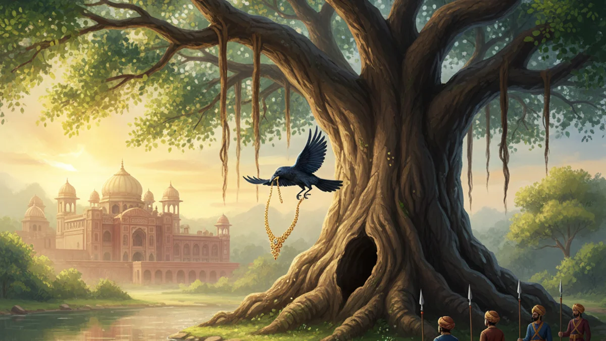 Illustration for The Crows and the Serpent - a animal stories with life lessons Panchatantra story with moral lessons