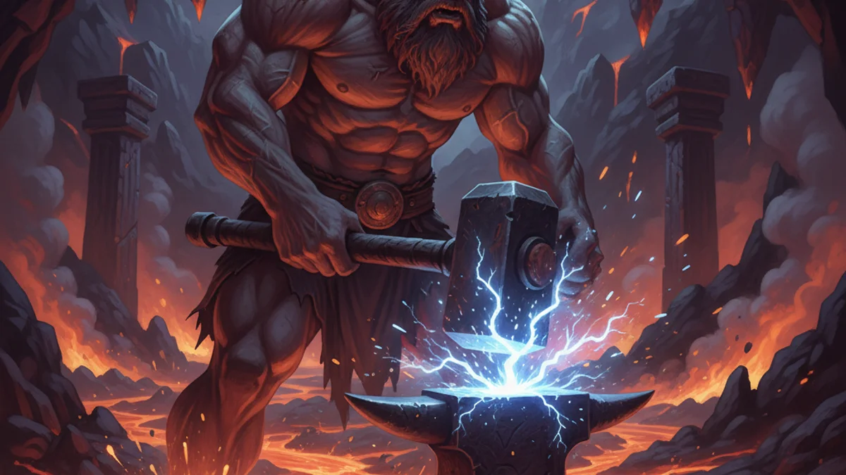 Illustration for The Cyclopes - a mythical creatures Greek Myths story with moral lessons