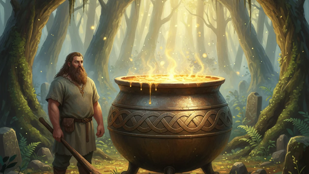 Illustration for The Dagda's Cauldron - a irish gods and goddesses Celtic Myths story with moral lessons