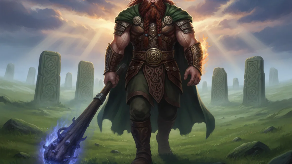 Illustration for The Dagda's Club - a irish gods and goddesses Celtic Myths story with moral lessons