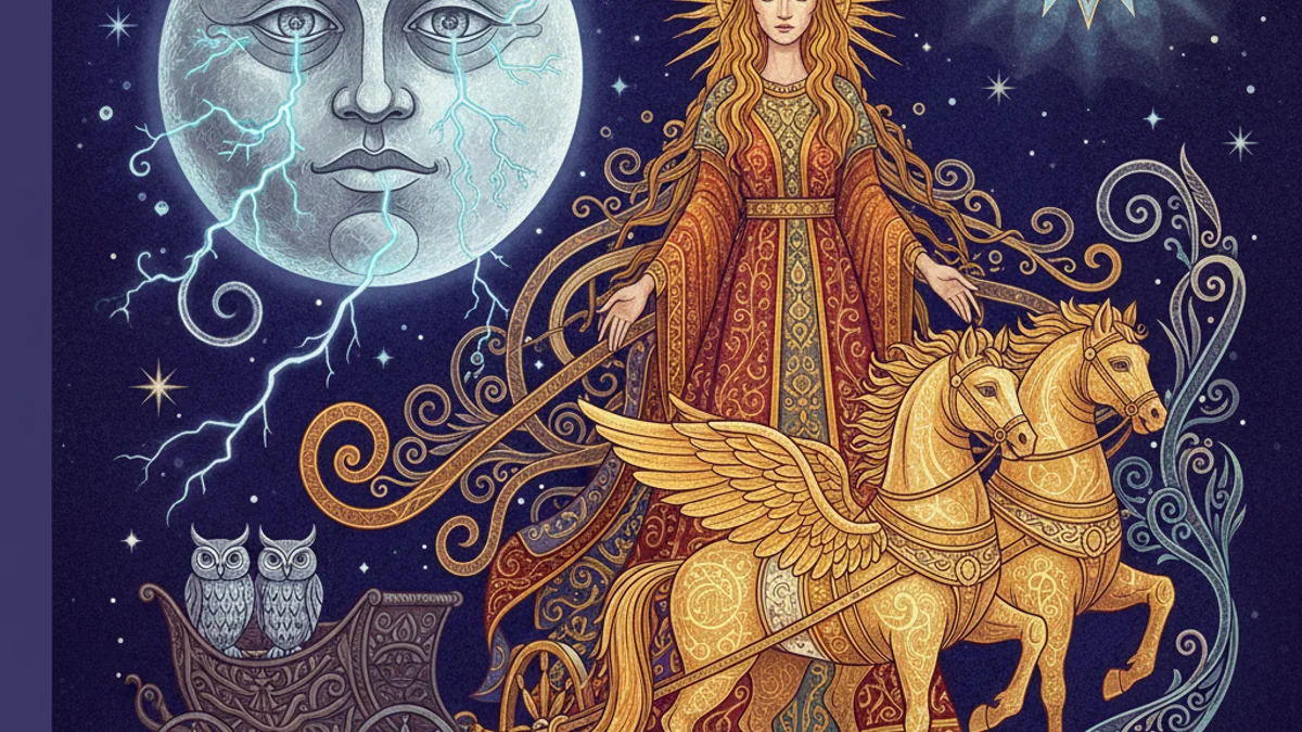 The Daughter of the Moon - Latvian Legends story illustration from Baltic Mythology