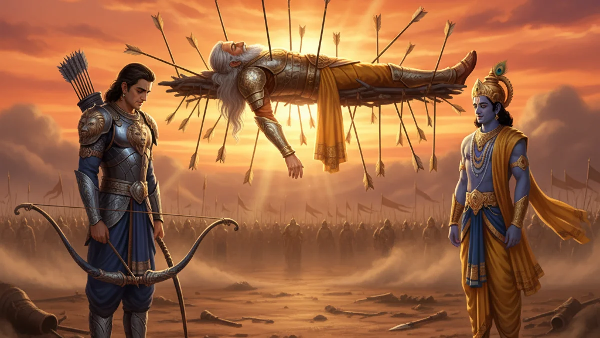 Illustration for The Death of Bhishma - a stories from the mahabharata Hindu Epics story with moral lessons