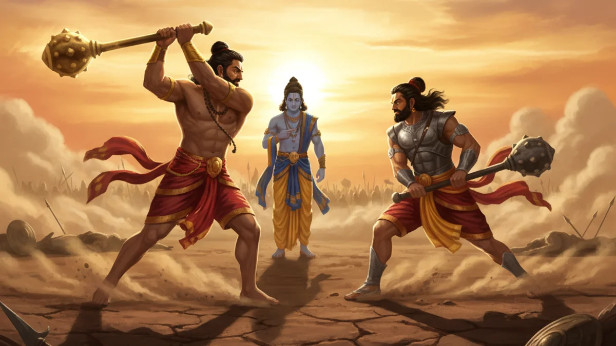 Illustration for The Death of Duryodhana - a stories from the mahabharata Hindu Epics story with moral lessons