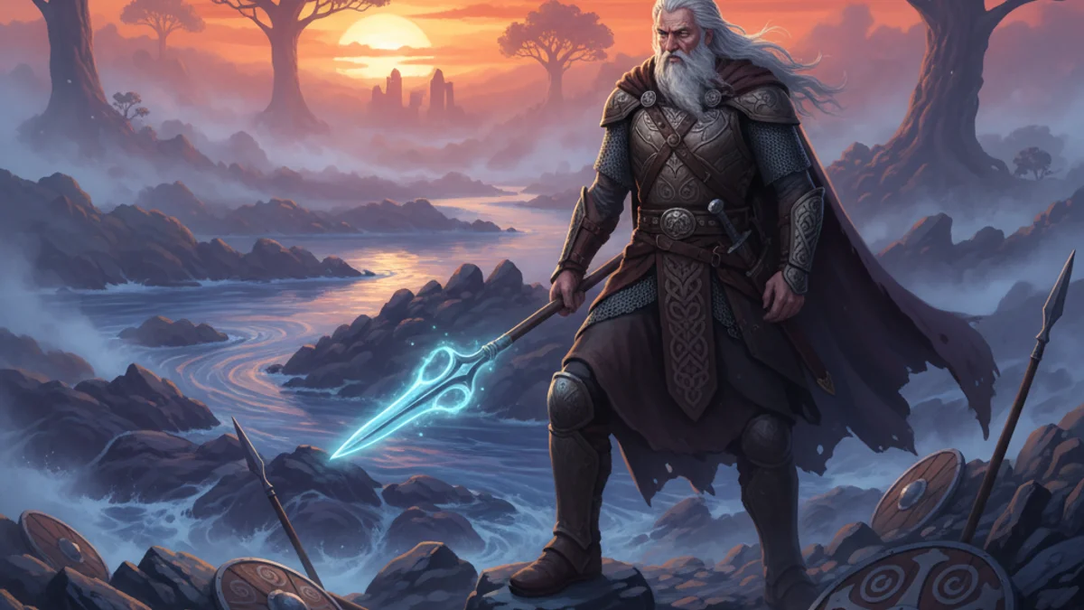 Illustration for The Death of Fionn - a fenian cycle Irish Legendary Cycles story with moral lessons