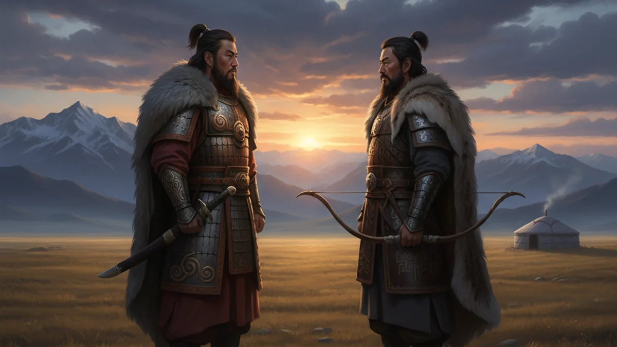 The Death of Jamukha - Folklore of Genghis Khan story illustration from Mongolian Epics