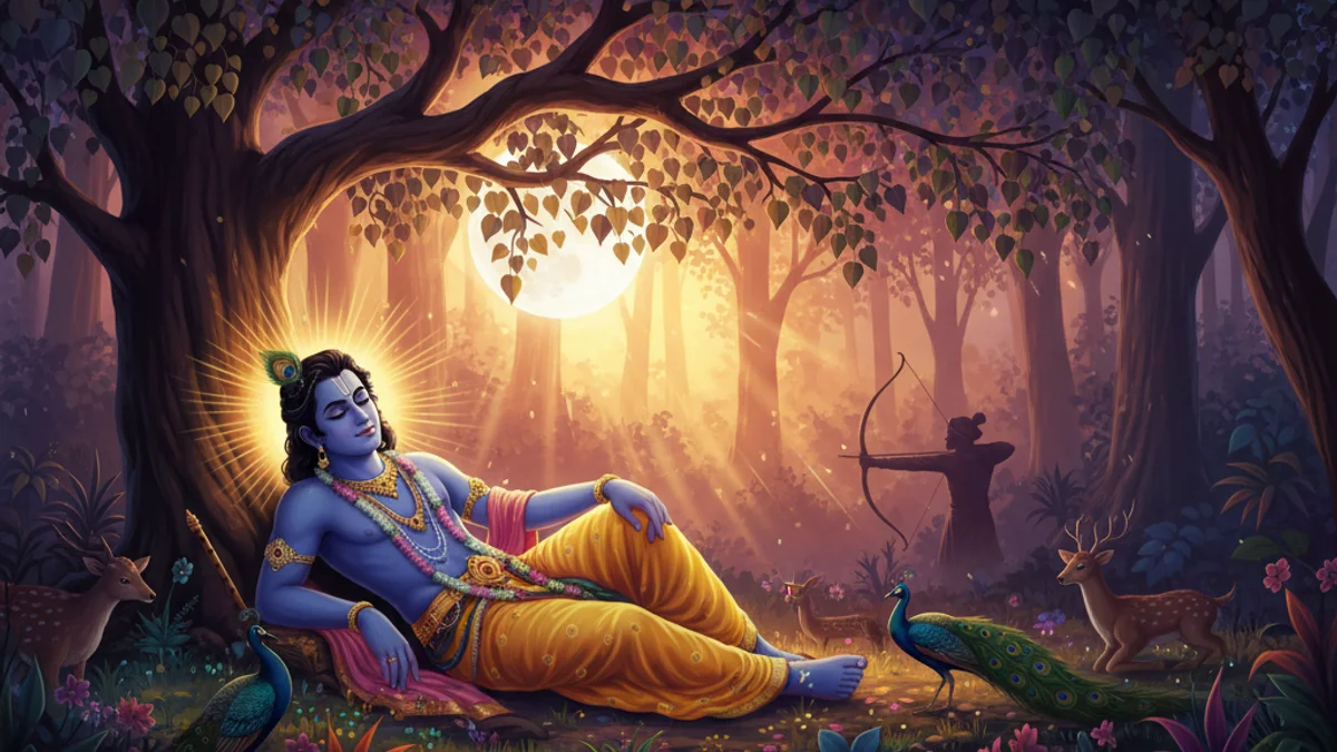 Illustration for The Death of Krishna - a stories from the mahabharata Hindu Epics story with moral lessons