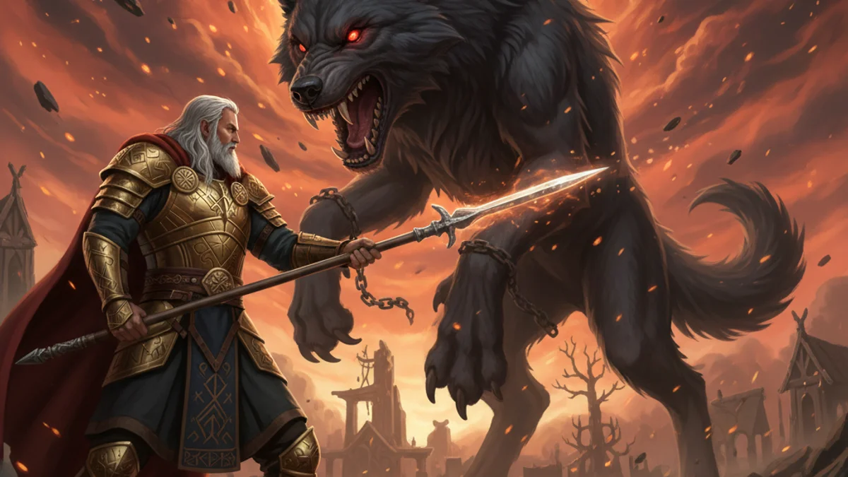 Illustration for The Death of Odin - a ragnarok stories Norse Myths story with moral lessons