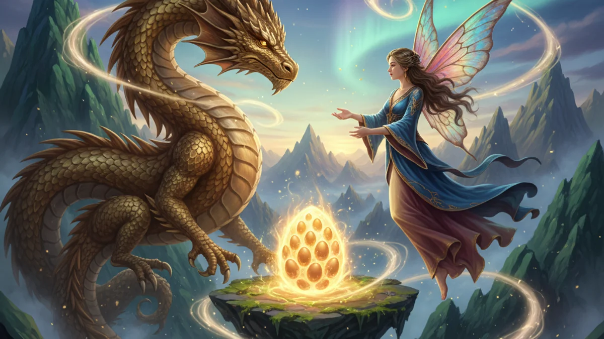 The Dragon and the Fairy - Origin Legends story illustration from Vietnamese Folklore