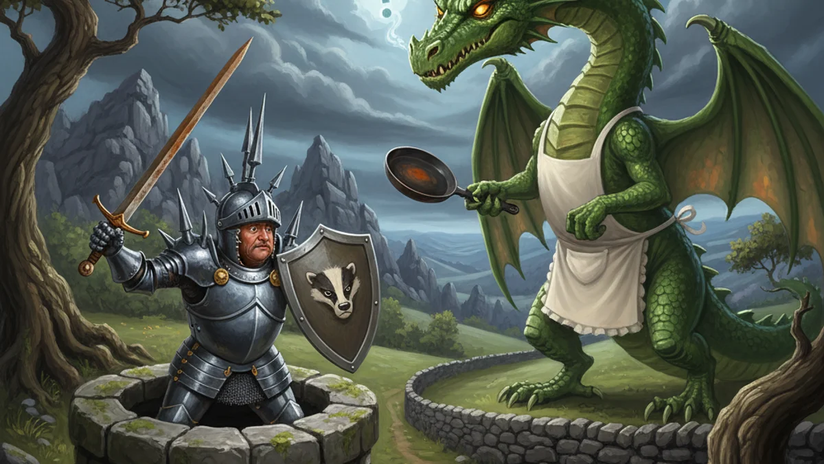 Illustration for The Dragon of Wantley - a dragon stories European Folklore story with moral lessons
