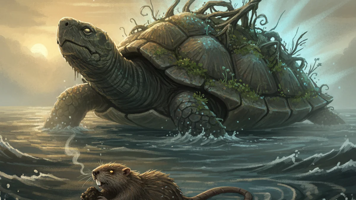 Illustration for The Earth Diver - a creation stories Native American Legends story with moral lessons