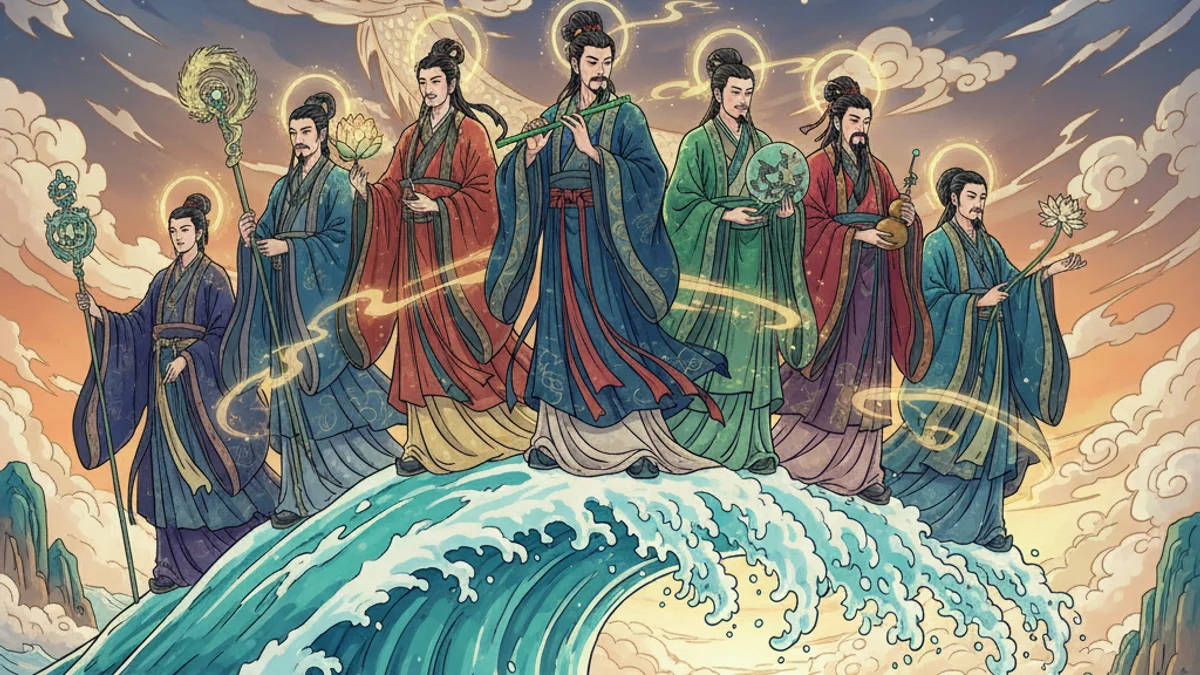 The Eight Immortals Origin - Immortal Stories story illustration from Taoist Tales