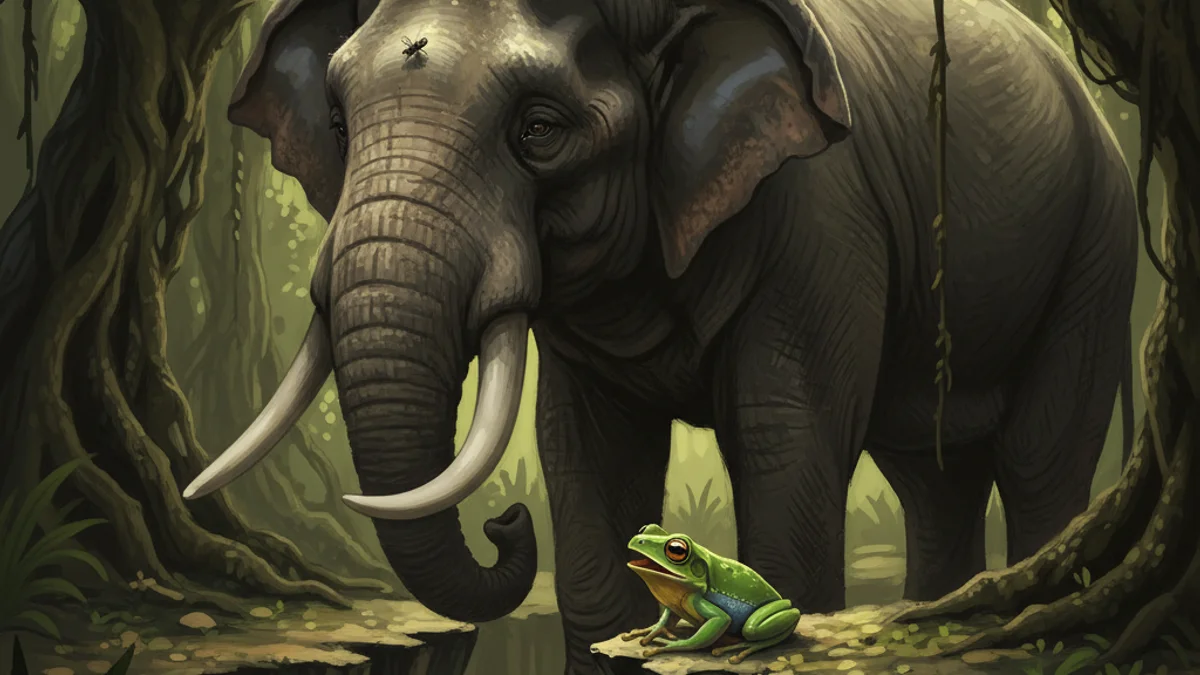 The Elephant and the Sparrows - Tales of Wisdom and Strategy story illustration from Panchatantra