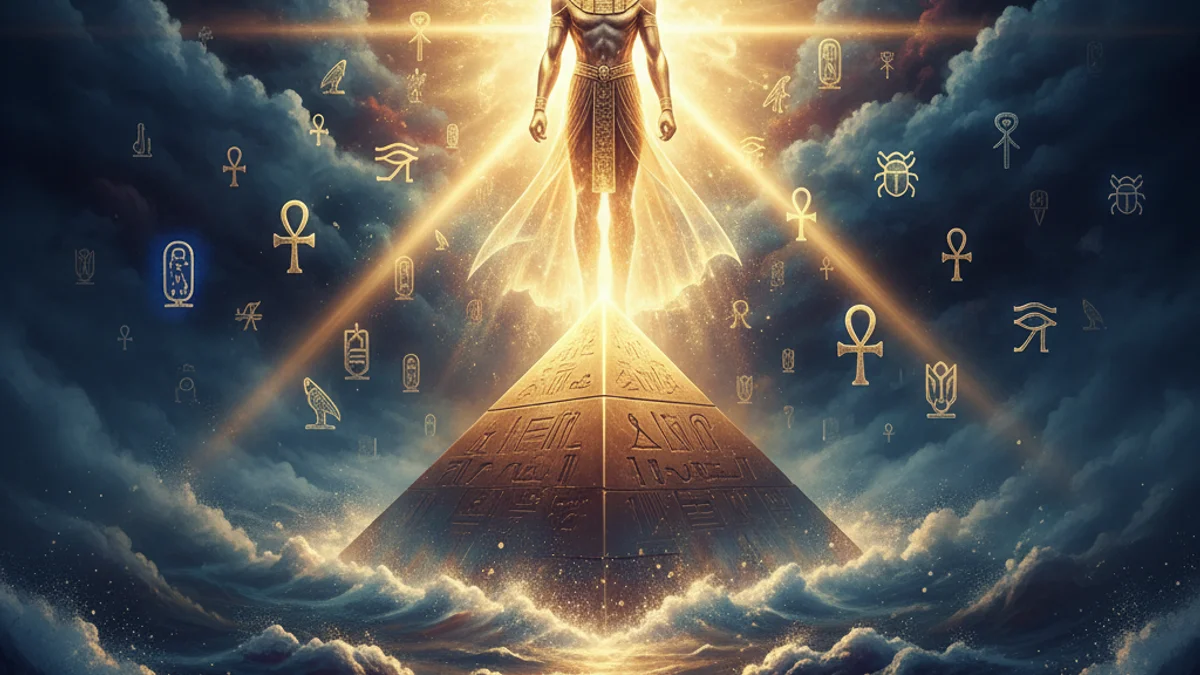 Illustration for The Emergence from Nun - a creation myths Egyptian Mythology story with moral lessons