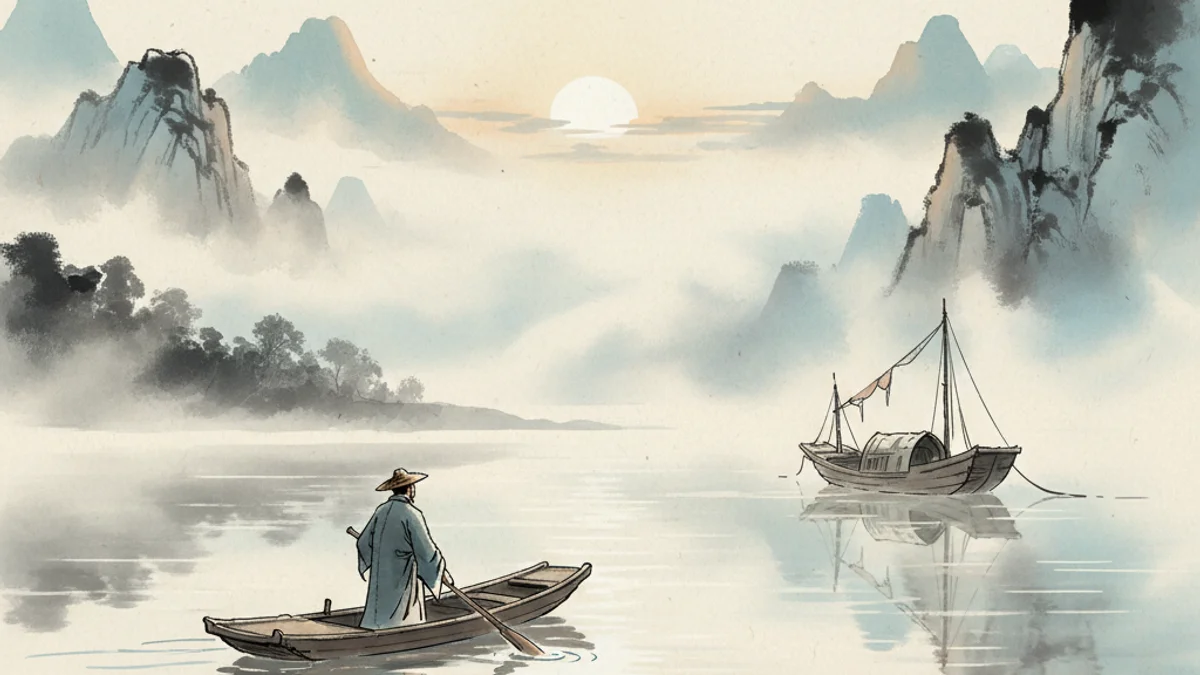 The Empty Boat - Wisdom Stories story illustration from Taoist Tales