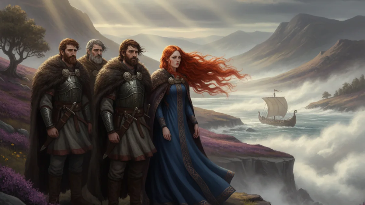 Illustration for The Exile of the Sons of Uisliu - a heroes of ulster cycle Celtic Myths story with moral lessons