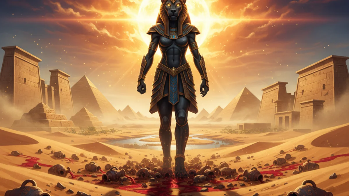 Illustration for The Eye of Ra - a gods and goddesses Egyptian Mythology story with moral lessons