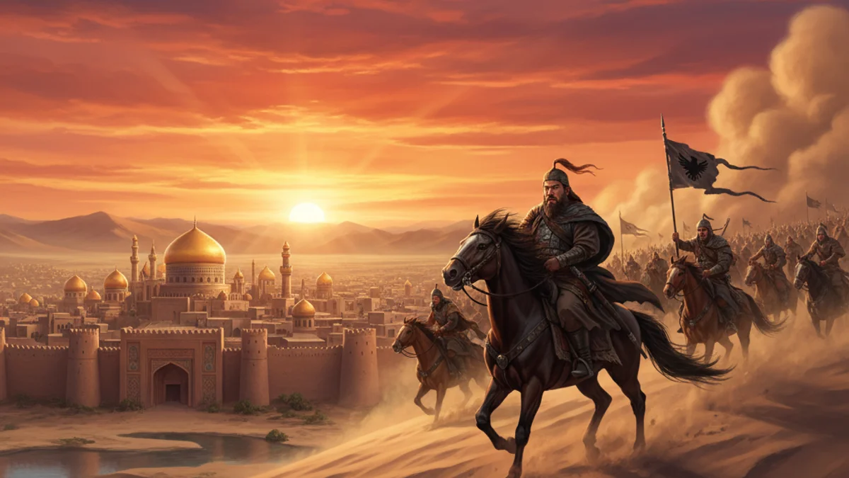 Illustration for The Fall of Khwarezm - a tales of mongol conquests Mongolian Epics story with moral lessons