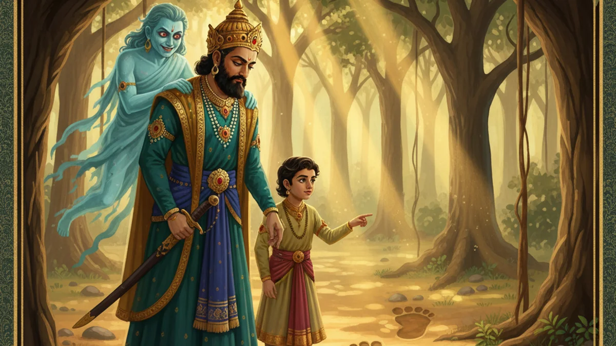 The Father and Son - Vikram and Betaal story illustration from Indian Story Collections