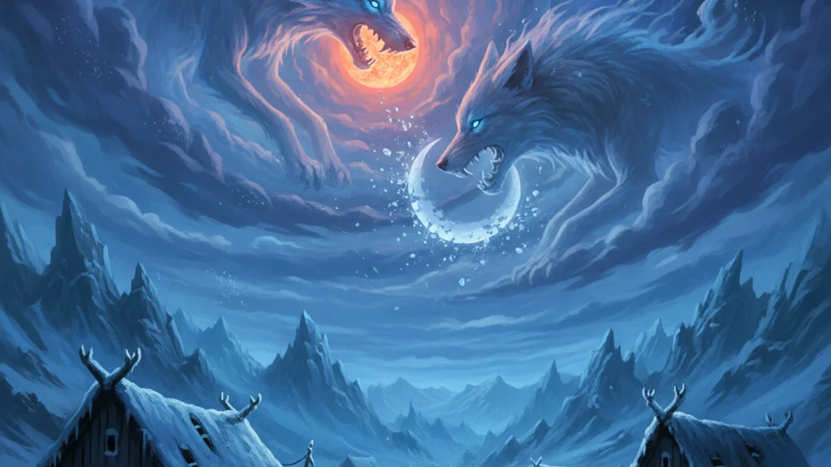 Illustration for The Fimbulwinter - a ragnarok stories Norse Myths story with moral lessons