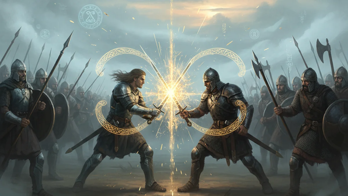 Illustration for The First Battle of Mag Tuired - a famous legends Celtic Myths story with moral lessons