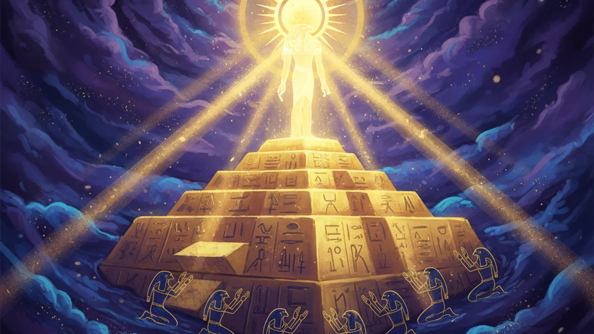 Illustration for The First Sunrise - a creation myths Egyptian Mythology story with moral lessons