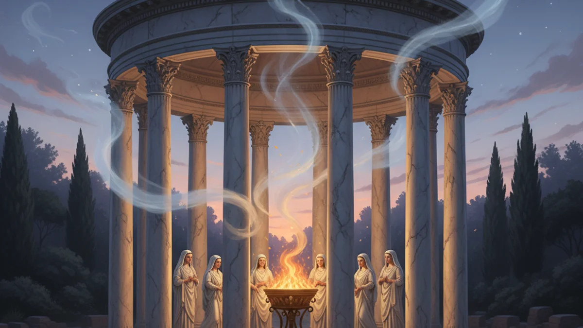 The Founding of the Vestal Virgins - Roman Gods story illustration from Roman Mythology