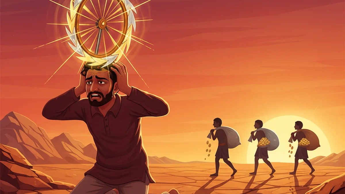 Illustration for The Four Treasure-Seekers - a tales of wisdom and strategy Panchatantra story with moral lessons