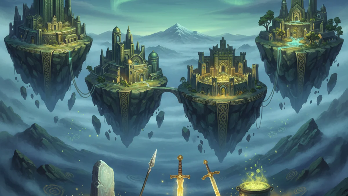 Illustration for The Four Treasures of the Tuatha Dé Danann - a famous legends Celtic Myths story with moral lessons