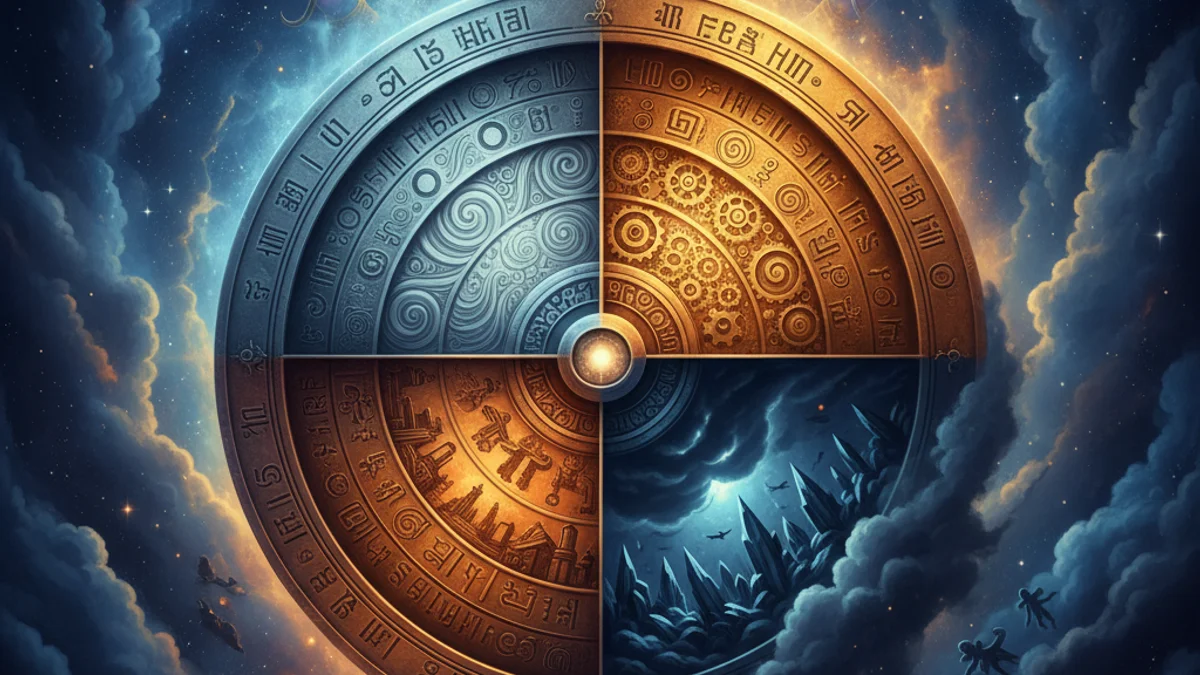 The Four Yugas - Creation and Cosmology story illustration from Hindu Puranas