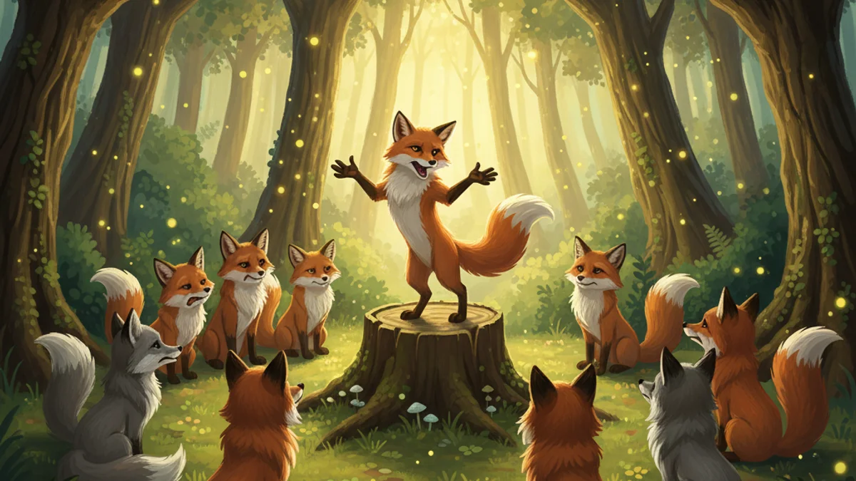 The Fox Without a Tail - Aesop's Fables Extended story illustration from Moral Fables