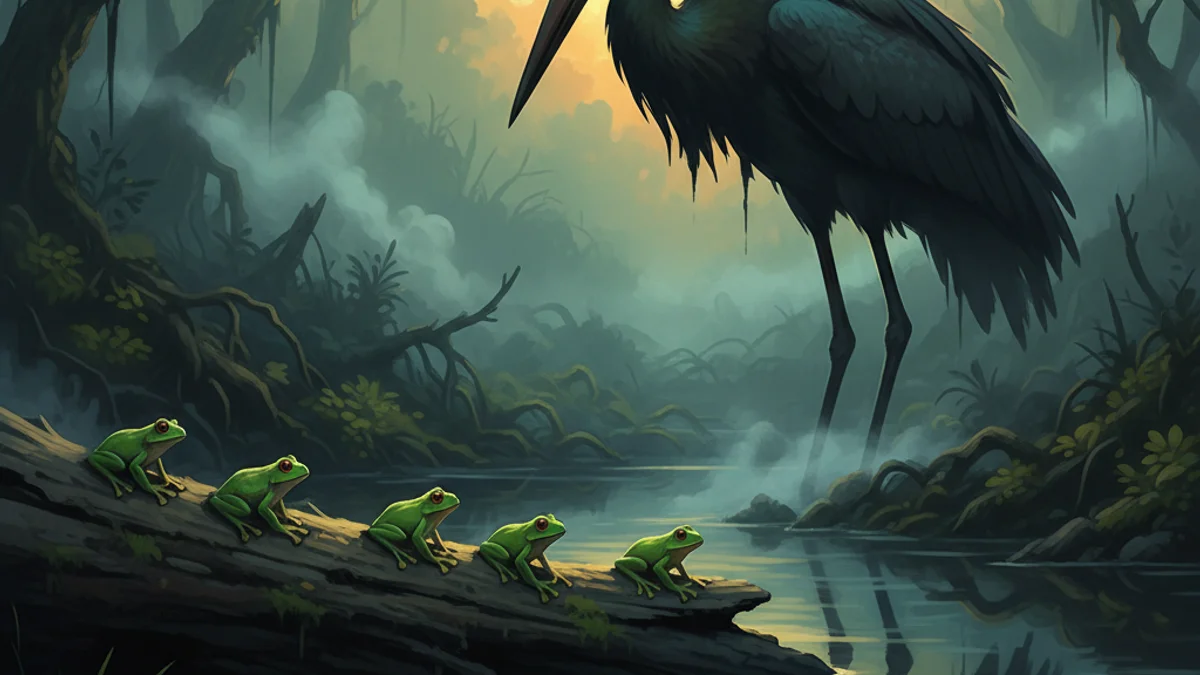 The Frogs Who Desired a King - Aesop's Fables Extended story illustration from Moral Fables