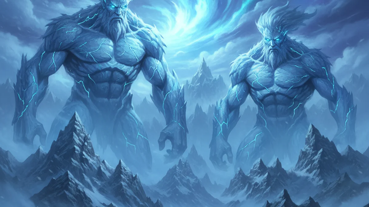 Illustration for The Frost Giants - a mythical beings Norse Myths story with moral lessons