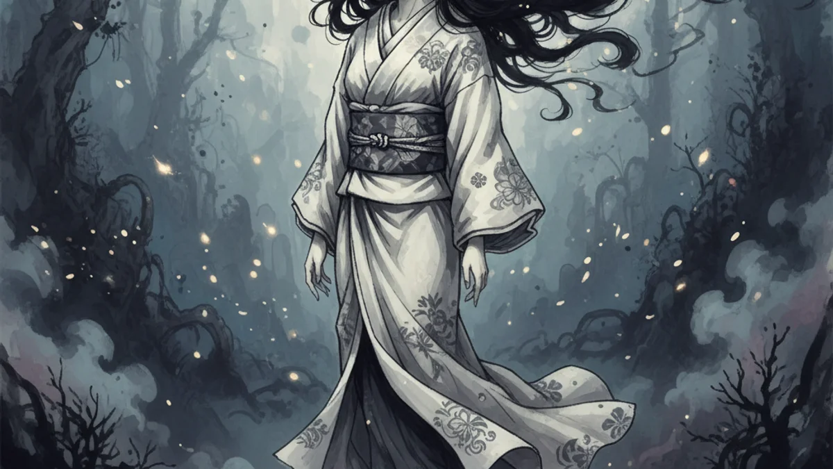 Illustration for The Ghost of Oyuki - a supernatural tales Japanese Folklore story with moral lessons