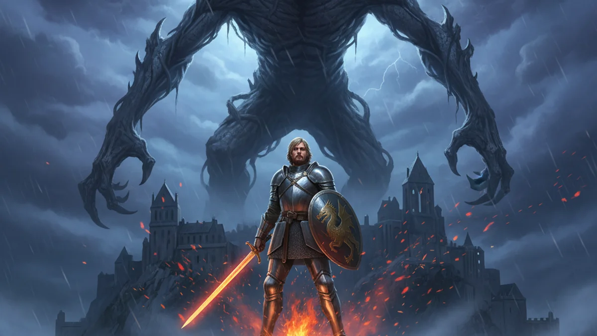 Illustration for The Giant of Mont Saint-Michel - a giant stories European Folklore story with moral lessons