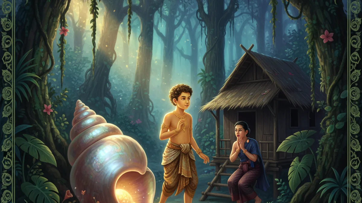 The Golden Conch Shell - Classic Tales story illustration from Thai Folklore