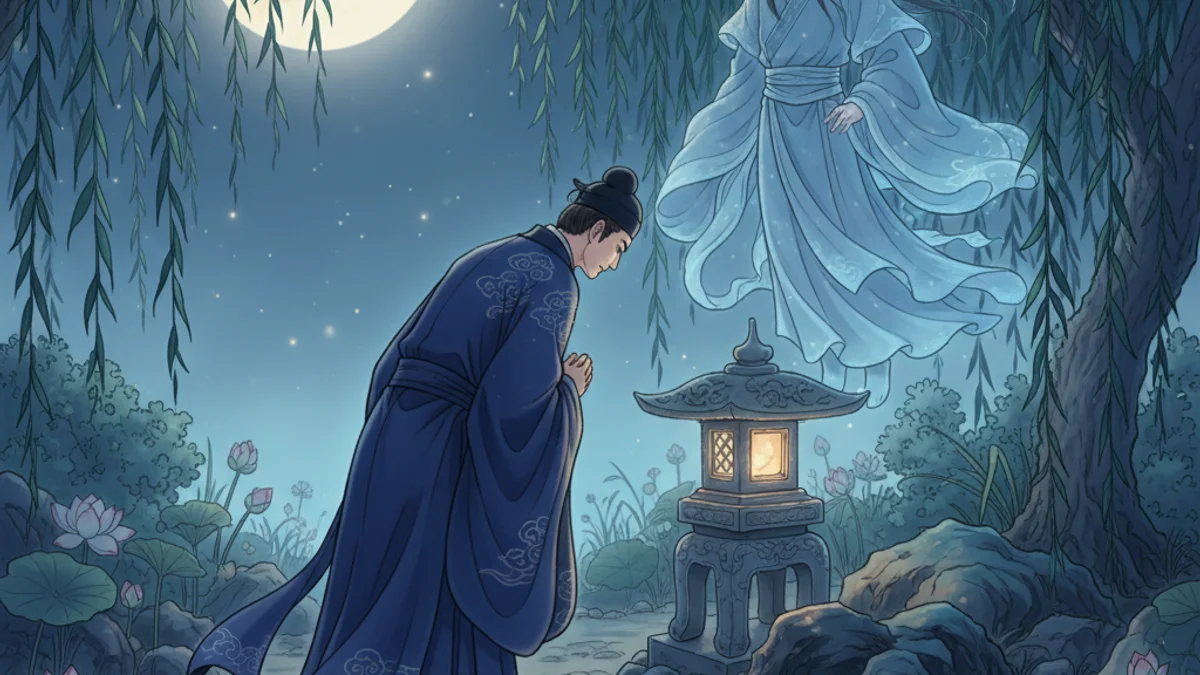 Illustration for The Grateful Ghost - a additional tales Chinese Legends story with moral lessons