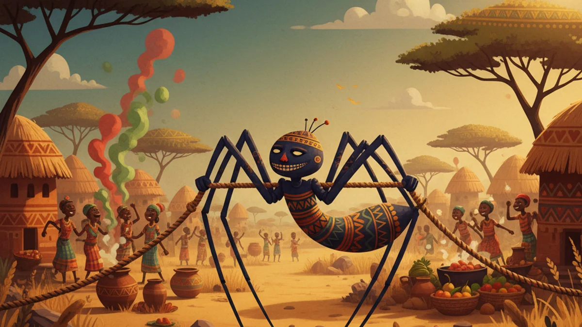 The Greedy Spider - Hausa Tales story illustration from West African Folklore