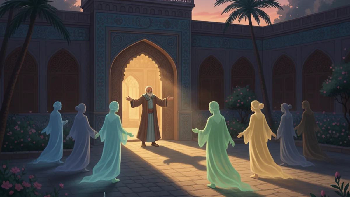 The Guest House - Parables of Rumi story illustration from Sufi Parables