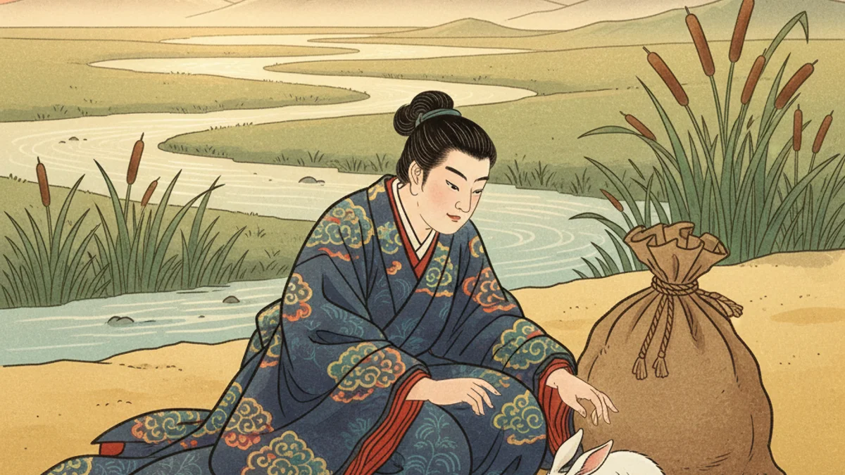 Illustration for The Hare of Inaba - a shinto myths Japanese Folklore story with moral lessons