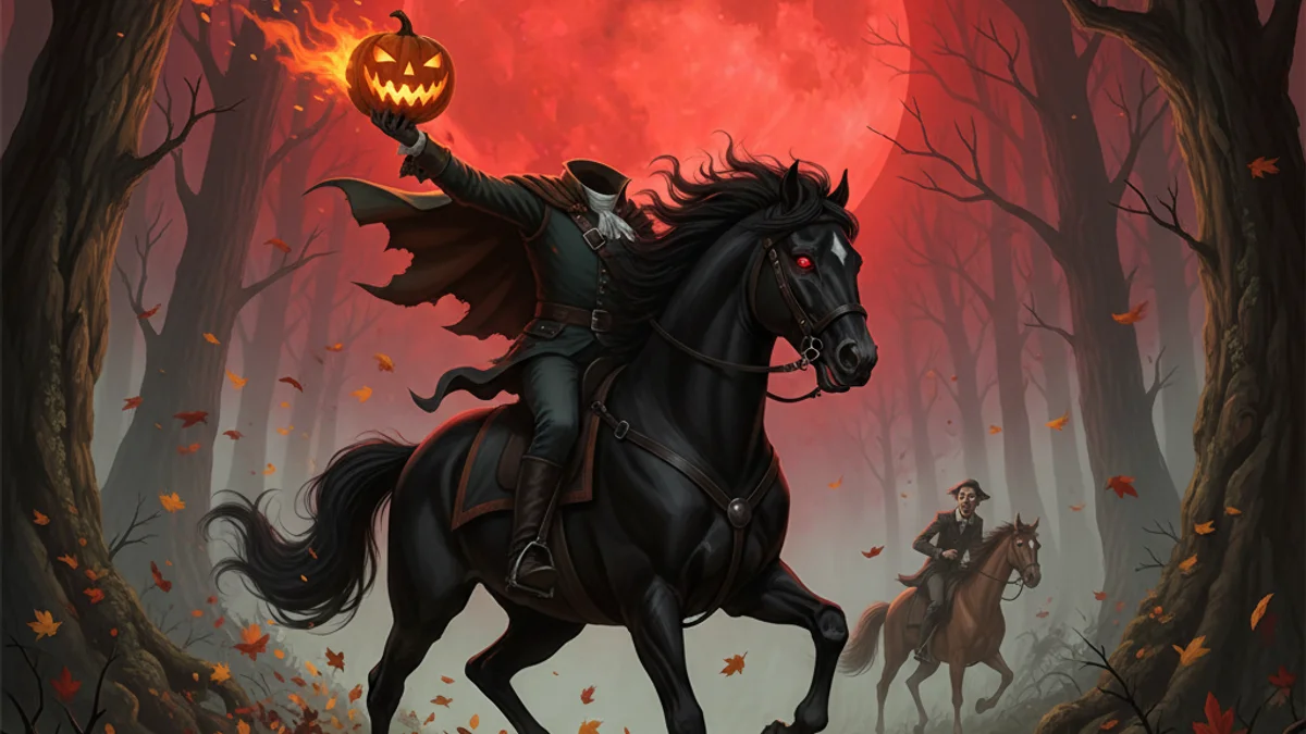 The Headless Horseman - Ghost Stories story illustration from Halloween Folklore