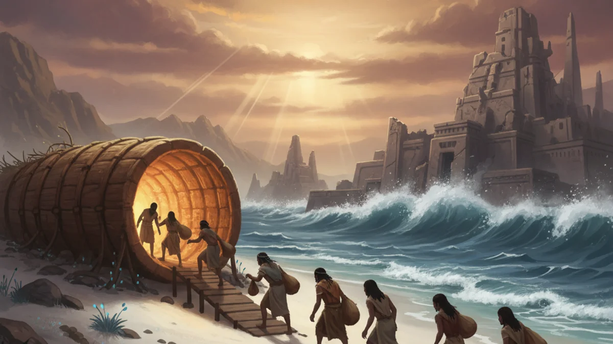 Illustration for The Hopi Flood - a flood myths Cross-Cultural Themes story with moral lessons