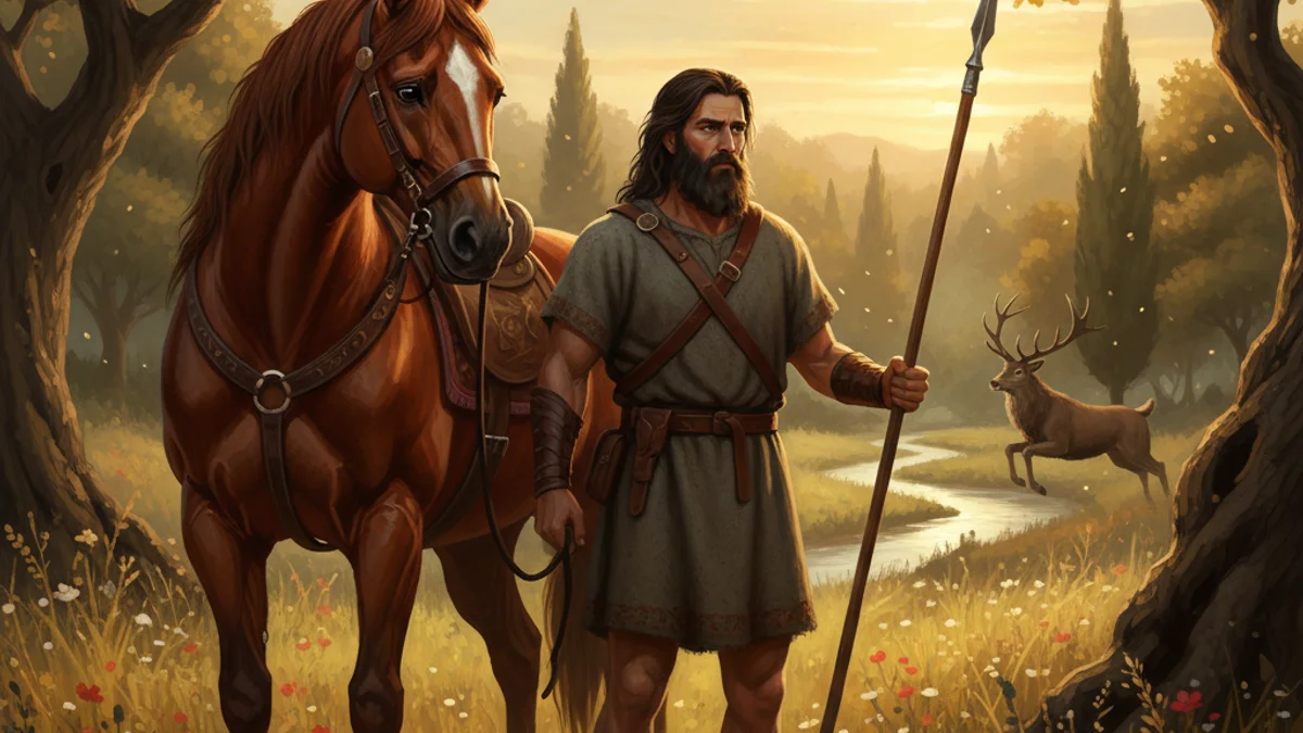 Illustration for The Horse and the Stag - a additional aesop Greek Fables story with moral lessons